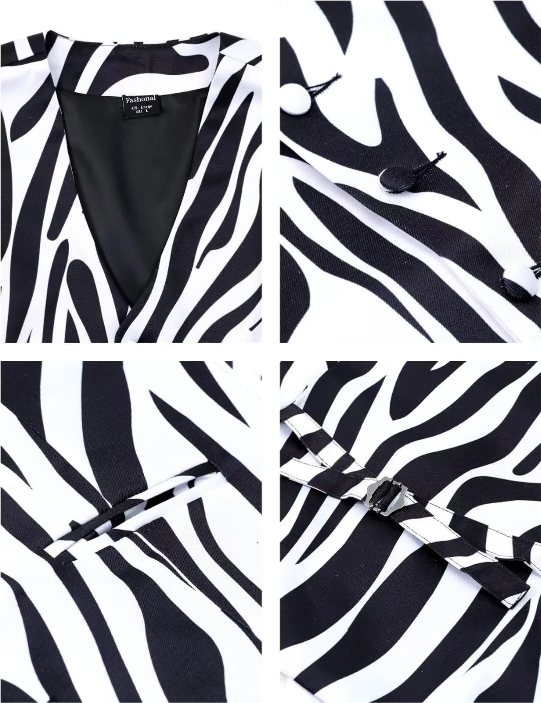 2-Piece Animal Print Vest for Men, Party Waistcoat Vest & Bow Tie, S-3XL