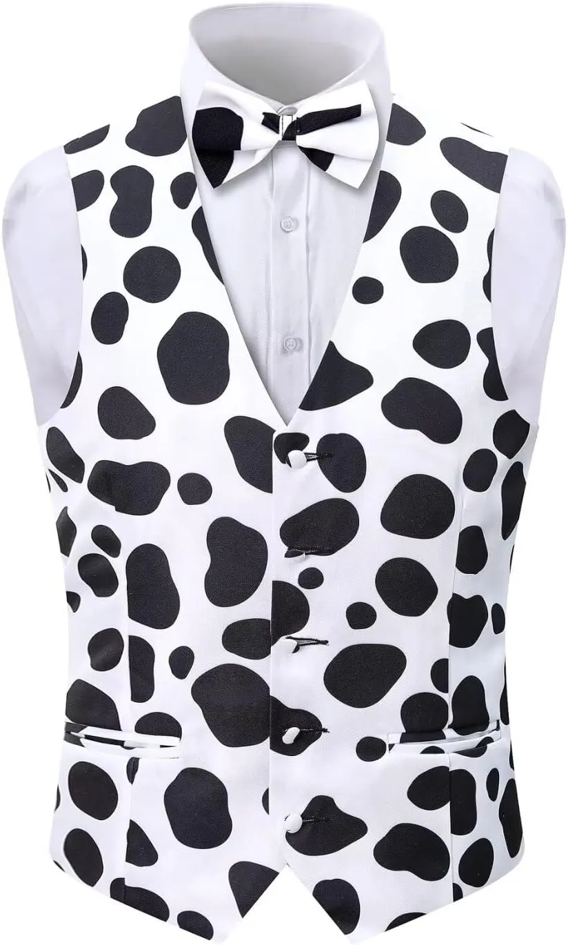 2-Piece Animal Print Vest for Men, Party Waistcoat Vest & Bow Tie, S-3XL