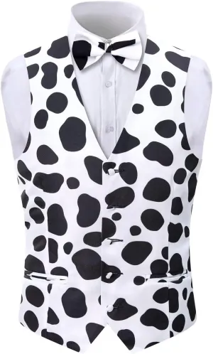 2-Piece Animal Print Vest for Men, Party Waistcoat Vest & Bow Tie, S-3XL