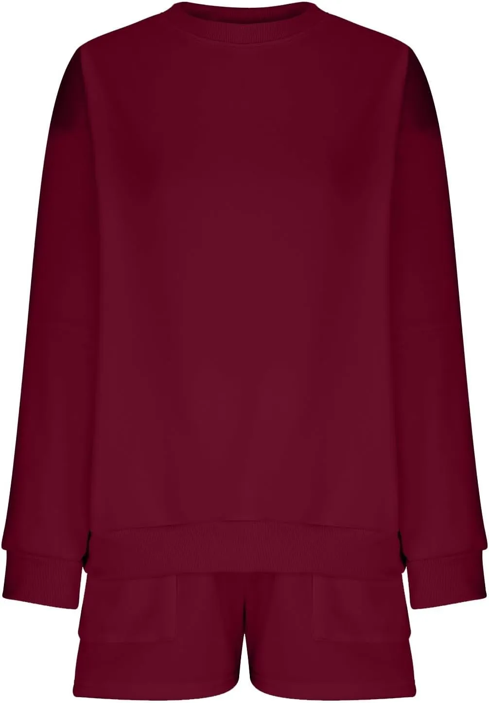 2 Piece Outfits Sweatsuit For Women Oversized Crewneck Sweatshirt & Lounge Shorts Set 2023 Fall Fashion Tracksuit