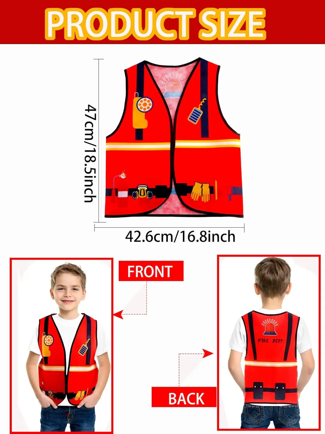 20 Pcs Kid Career Vest Costume Role Play Vest Bulk Military Firefighters Police Vest for Kid Halloween Dress Up