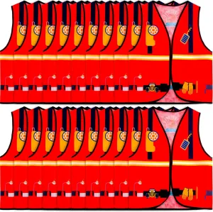 20 Pcs Kid Career Vest Costume Role Play Vest Bulk Military Firefighters Police Vest for Kid Halloween Dress Up