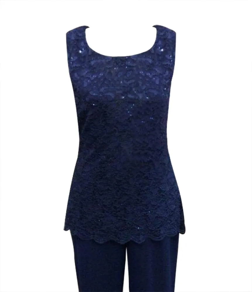 3 Pieces Mother of The Bride Dress Pant Suits Lace Evening Formal Dress for Wedding Guest Groom Women's