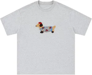 Aelfric Eden Mens Oversized Graphic Tees Dog Embroidery Casual Women Tshirts Short Sleeve Top Cotton Cute Tee Shirt