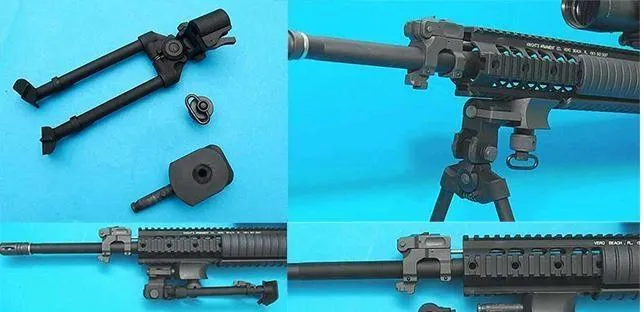 AGM Samurai V-Grooved Multi Purpose Steel Bipod for Airsoft Sniper Rifles
