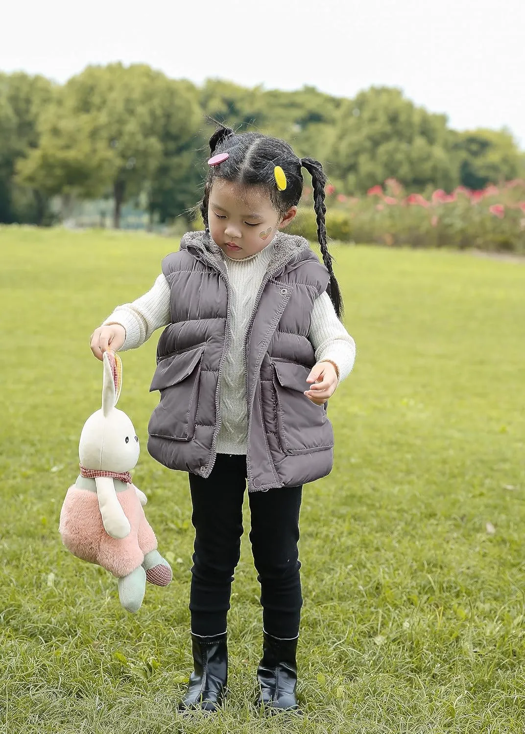 AIWUHE Toddler Boys Girls Hooded Puffer Vest Padded Warm Winter Jacket Sleeveless Bear ears Zipper Up Coat with pocket 1-7Y