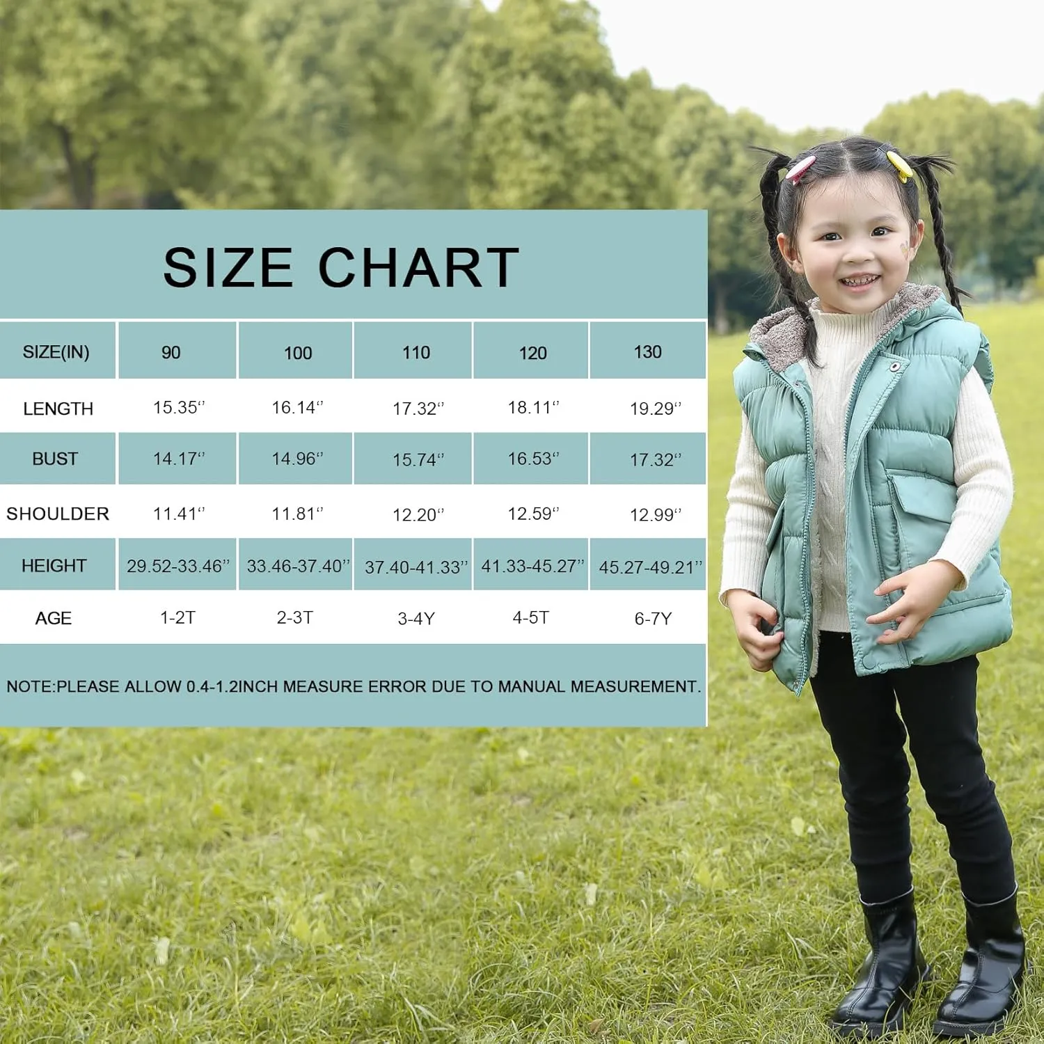 AIWUHE Toddler Boys Girls Hooded Puffer Vest Padded Warm Winter Jacket Sleeveless Bear ears Zipper Up Coat with pocket 1-7Y