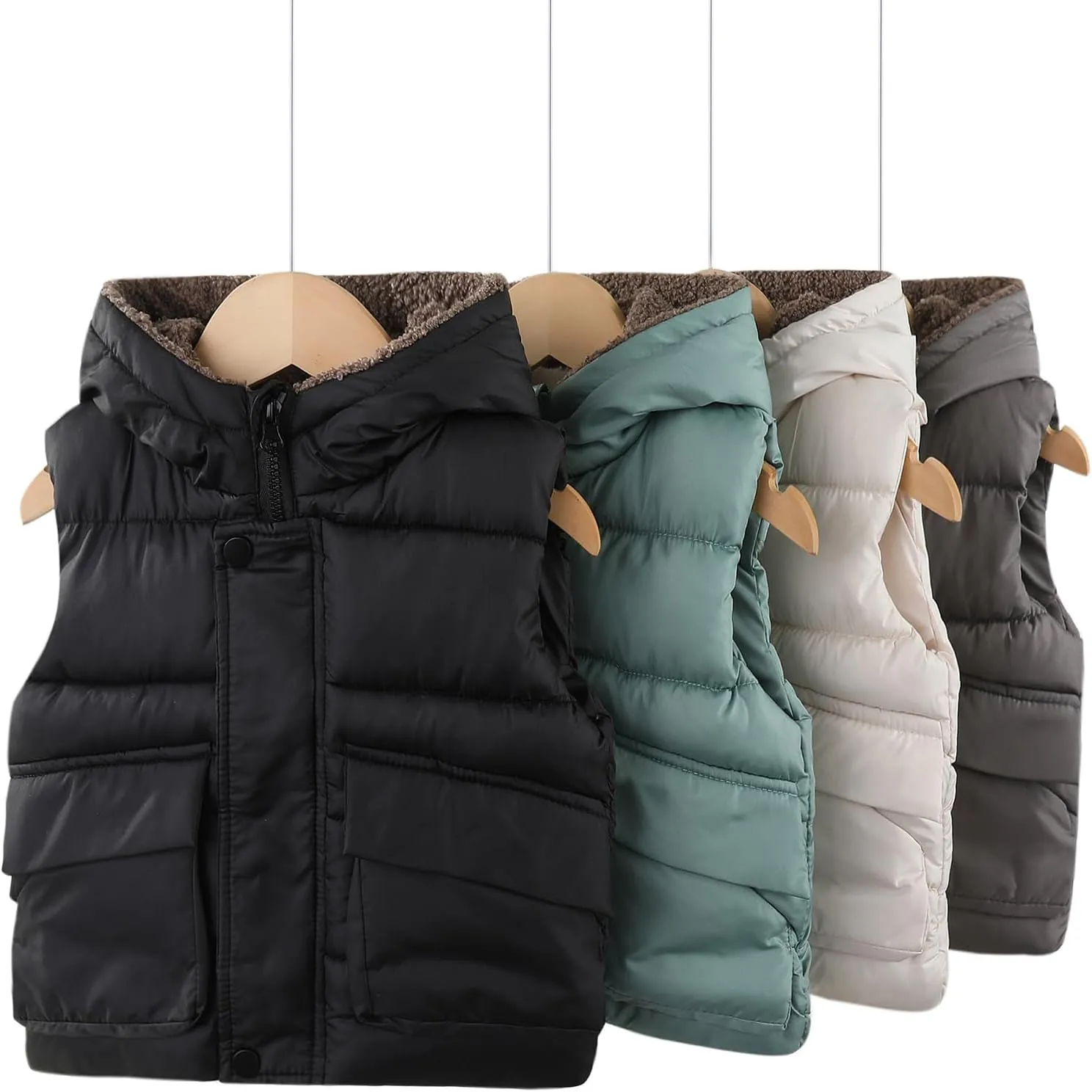 AIWUHE Toddler Boys Girls Hooded Puffer Vest Padded Warm Winter Jacket Sleeveless Bear ears Zipper Up Coat with pocket 1-7Y