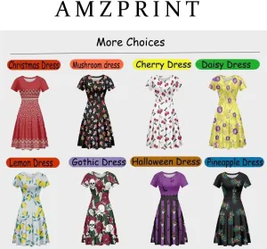 AmzPrint Plus Size Hibiscus Dress for Women Summer Beach Female Casual Party Green Short Swing Hawaiian Luau Dress
