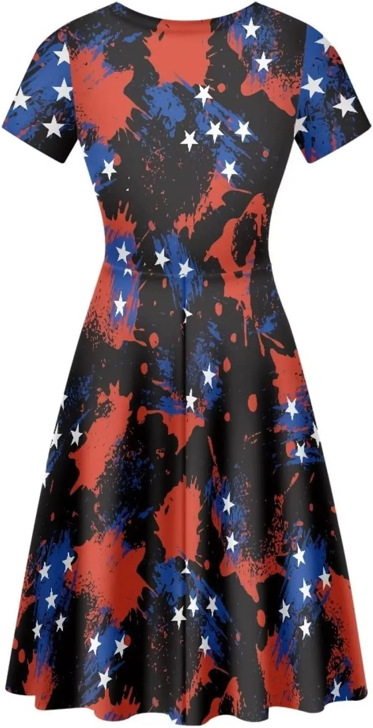 AmzPrint Women's Black and White Cow Print Dress Funny Milk Cow Themed Party Costume Mini Swing Tunic Sunflower Floral Dress