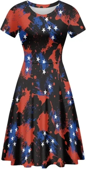 AmzPrint Women's Black and White Cow Print Dress Funny Milk Cow Themed Party Costume Mini Swing Tunic Sunflower Floral Dress