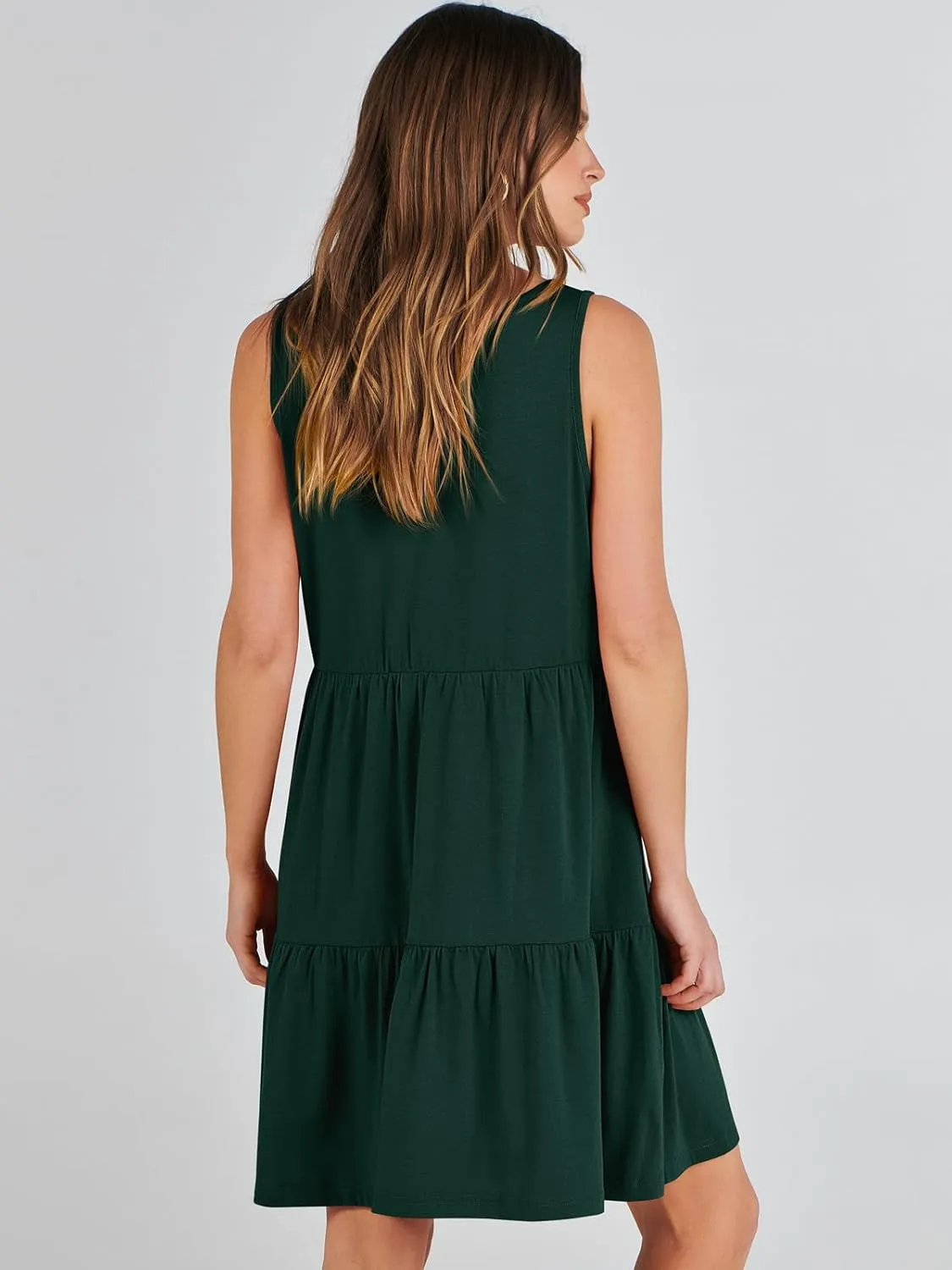 ANRABESS Womens Summer Casual Tank Dress Sleeveless V Neck T Shirt Sundress Flowy Tiered Swing Mini Beach Vacation Dresses