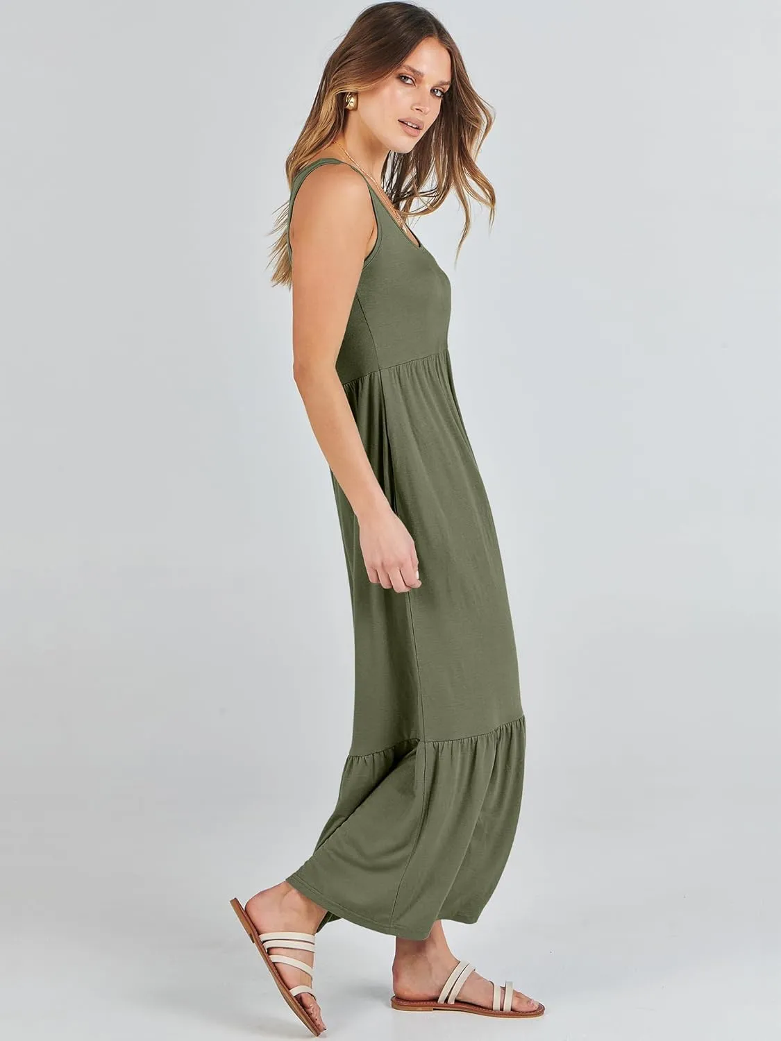 ANRABESS Women's Summer Sleeveless Maxi Sundress Swing Casual Flowy Tiered Shirts Dress Beach Travel Vacation Outfits