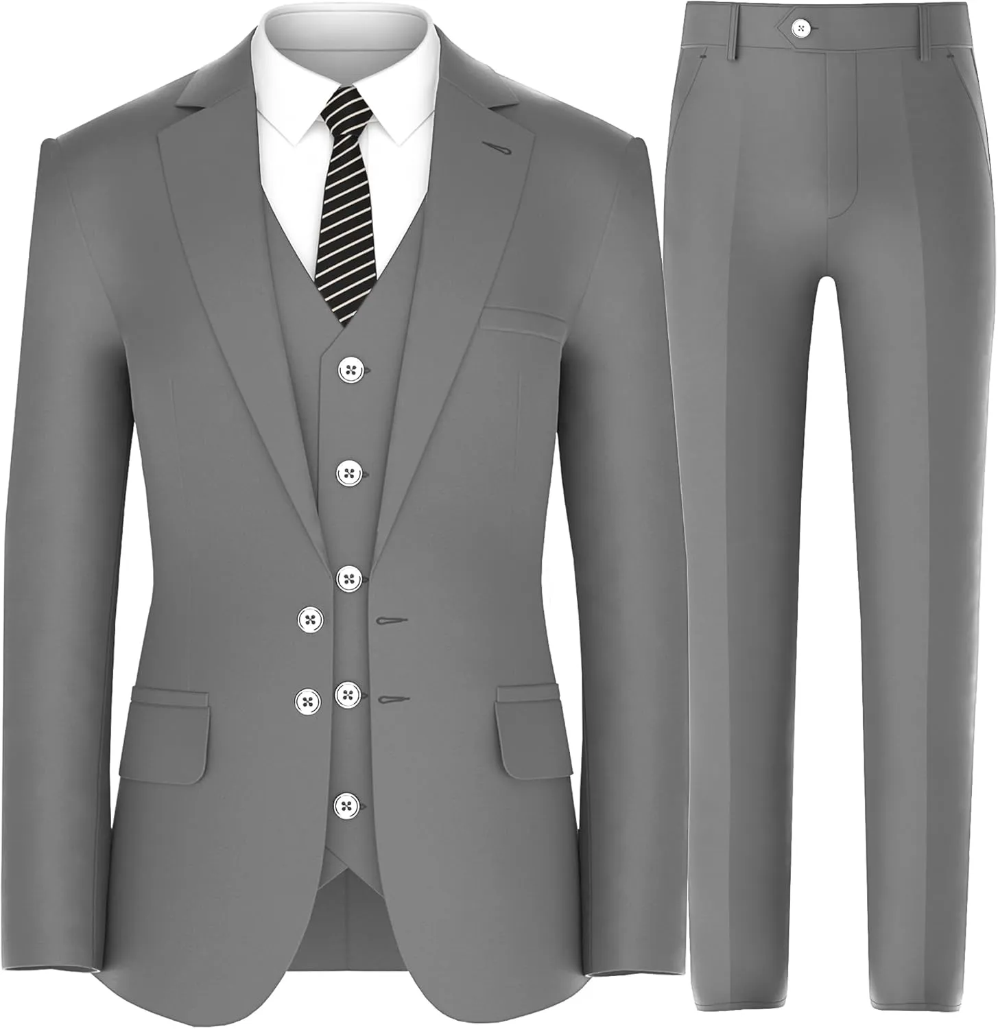 Antonio Uomo Mens Suit Set  Classic Fit 3 Piece Blazer Single Breasted Jacket Vest Pants for Business Wedding Dress Suits
