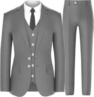 Antonio Uomo Mens Suit Set  Classic Fit 3 Piece Blazer Single Breasted Jacket Vest Pants for Business Wedding Dress Suits