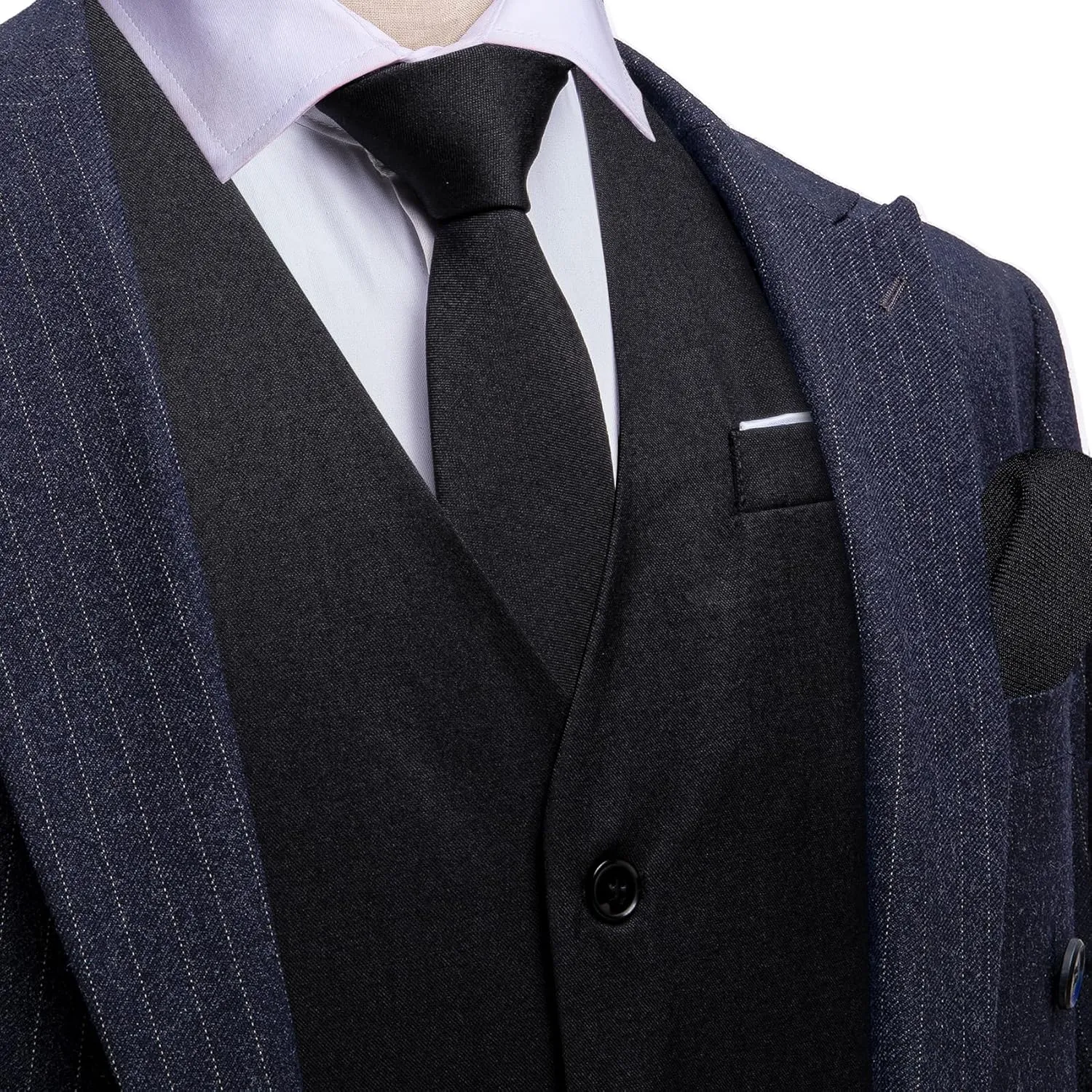 Barry.Wang Mens Suit Vest Linen Formal/Casual V-neck Waistcoat Tie Bow Tie Set Solid Color 6PC Wedding Party Tuxedo