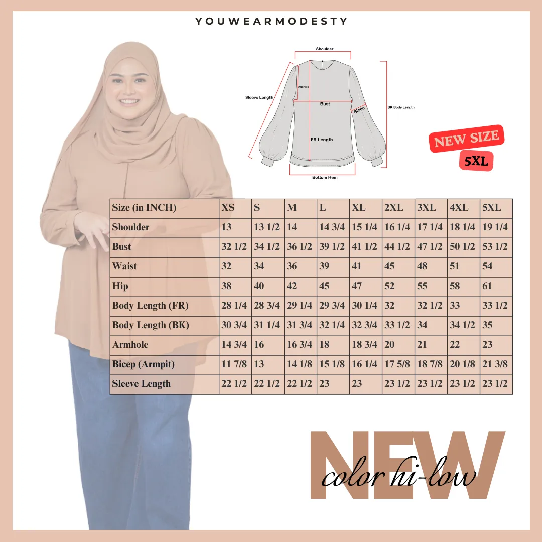 Basic Hi-Low Chiffon Flare Blouse - Earth