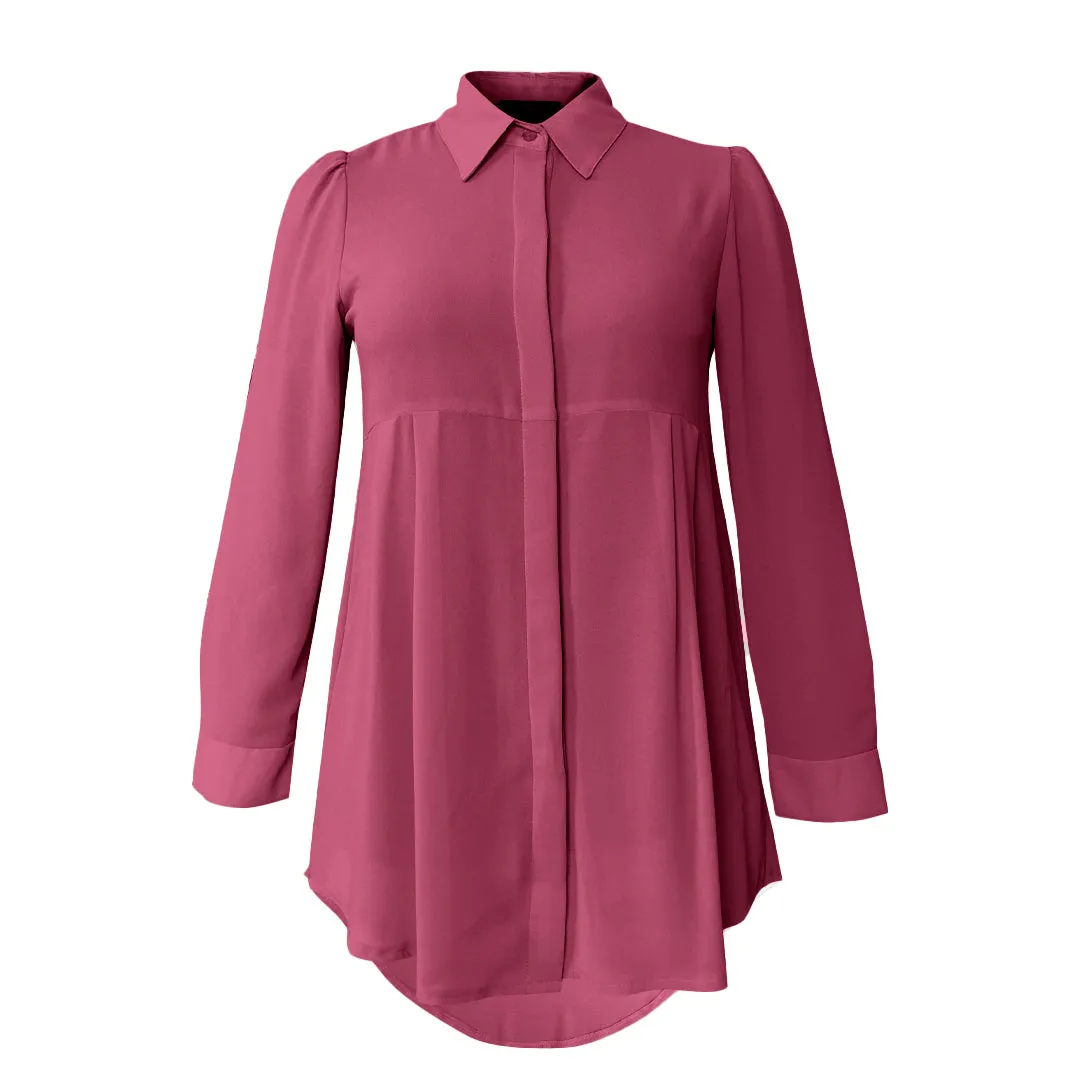 Basic Hi-Low Chiffon Flare Blouse - Romantic
