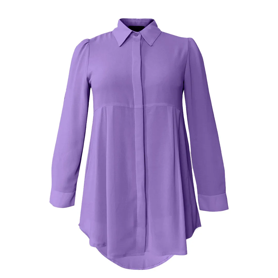 Basic Hi-Low Chiffon Flare Blouse - Romantic