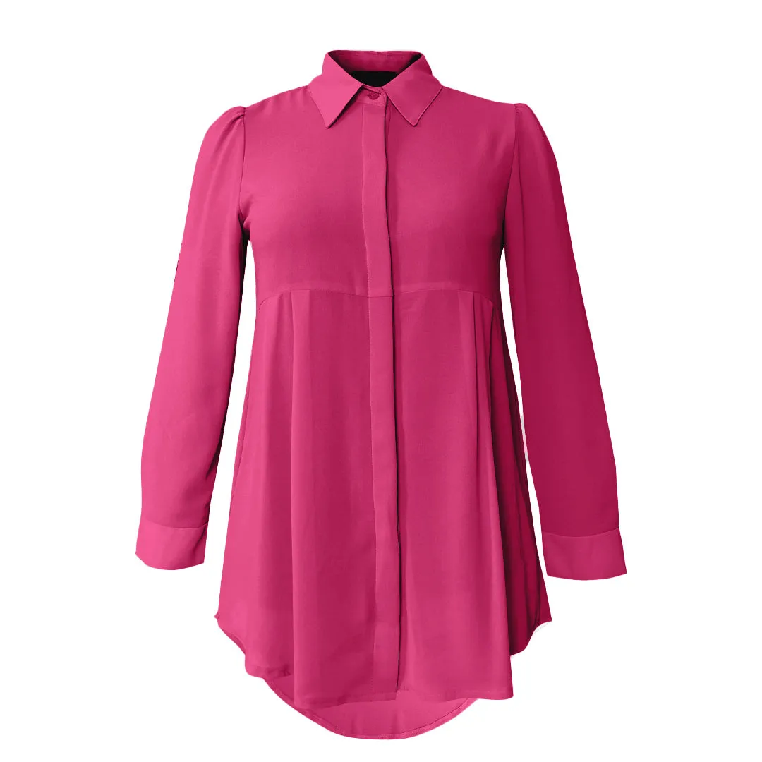 Basic Hi-Low Chiffon Flare Blouse - Romantic