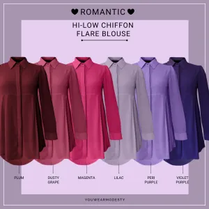 Basic Hi-Low Chiffon Flare Blouse - Romantic