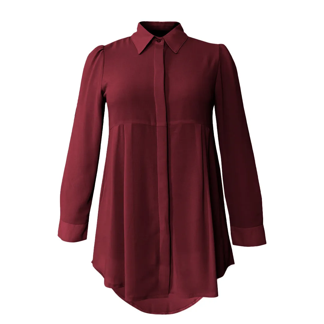 Basic Hi-Low Chiffon Flare Blouse - Romantic