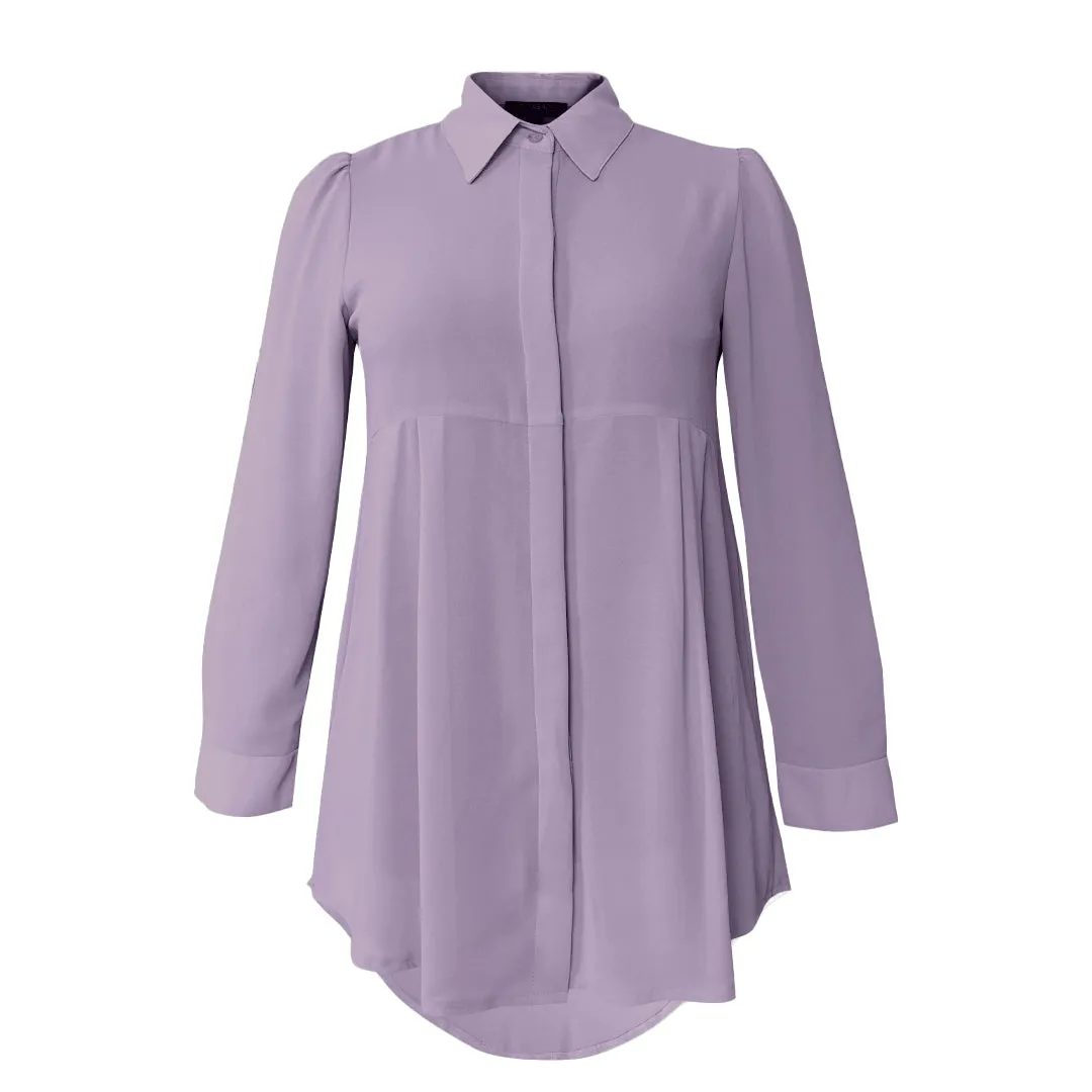 Basic Hi-Low Chiffon Flare Blouse - Romantic