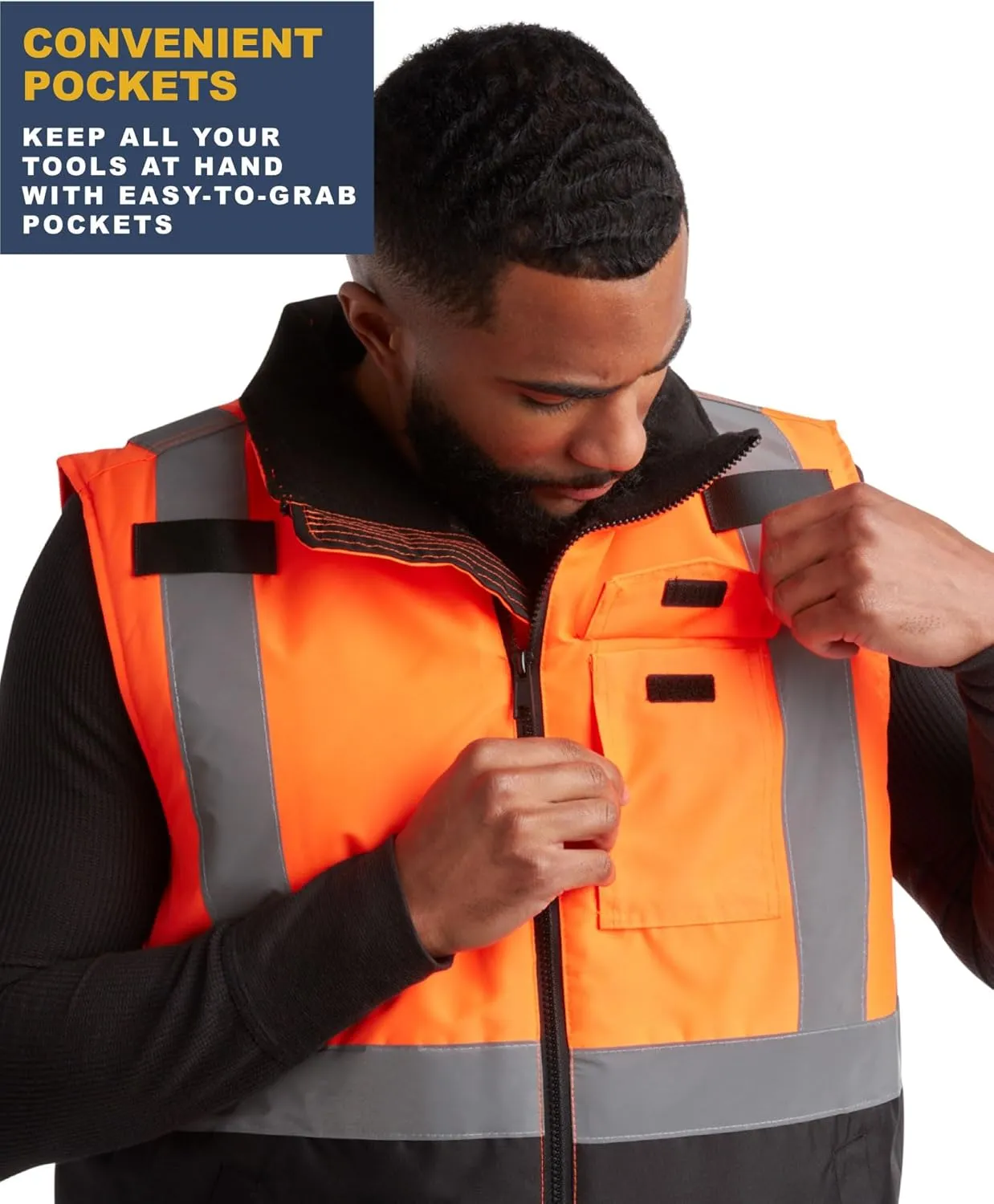 Bass Creek Outfitters Men's Safety Vest - High Visibility Workwear Insulated Construction Vest with Reflective Tape (M-XXL)