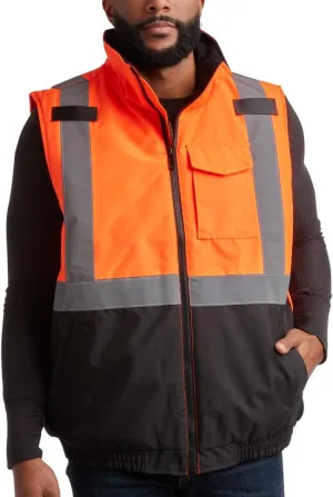 Bass Creek Outfitters Men's Safety Vest - High Visibility Workwear Insulated Construction Vest with Reflective Tape (M-XXL)