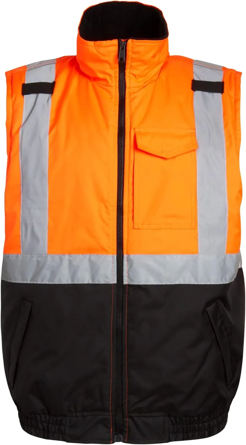 Bass Creek Outfitters Men's Safety Vest - High Visibility Workwear Insulated Construction Vest with Reflective Tape (M-XXL)