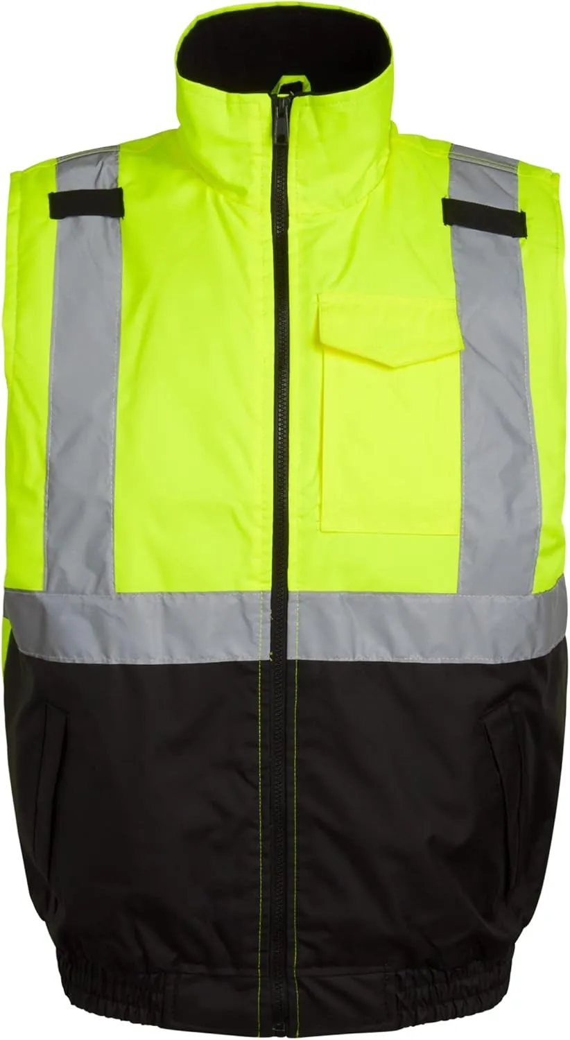 Bass Creek Outfitters Men's Safety Vest - High Visibility Workwear Insulated Construction Vest with Reflective Tape (M-XXL)
