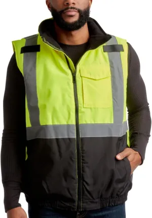 Bass Creek Outfitters Men's Safety Vest - High Visibility Workwear Insulated Construction Vest with Reflective Tape (M-XXL)