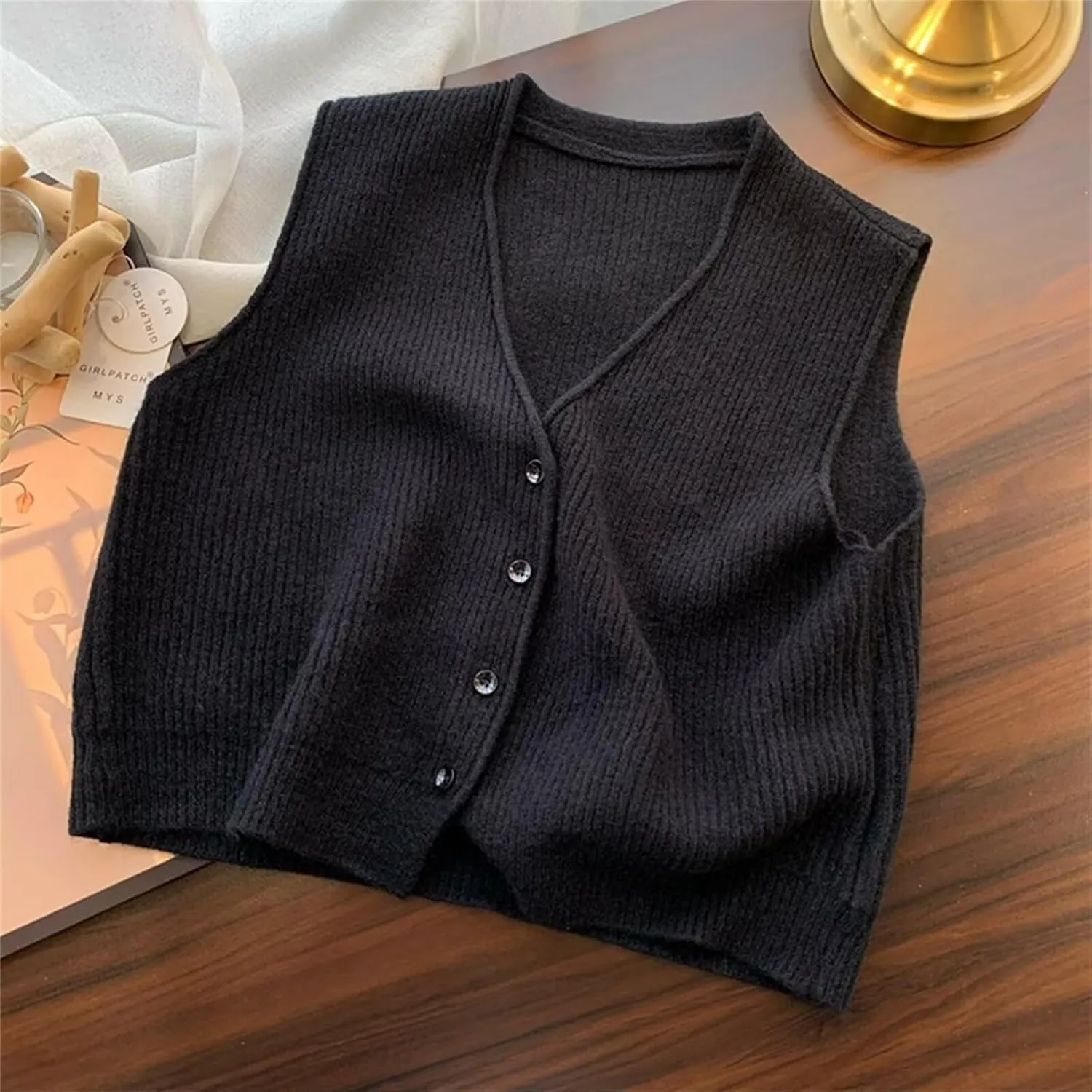 Beralst Women's Button Front V Neck Sleeveless Knit Sweater Vest