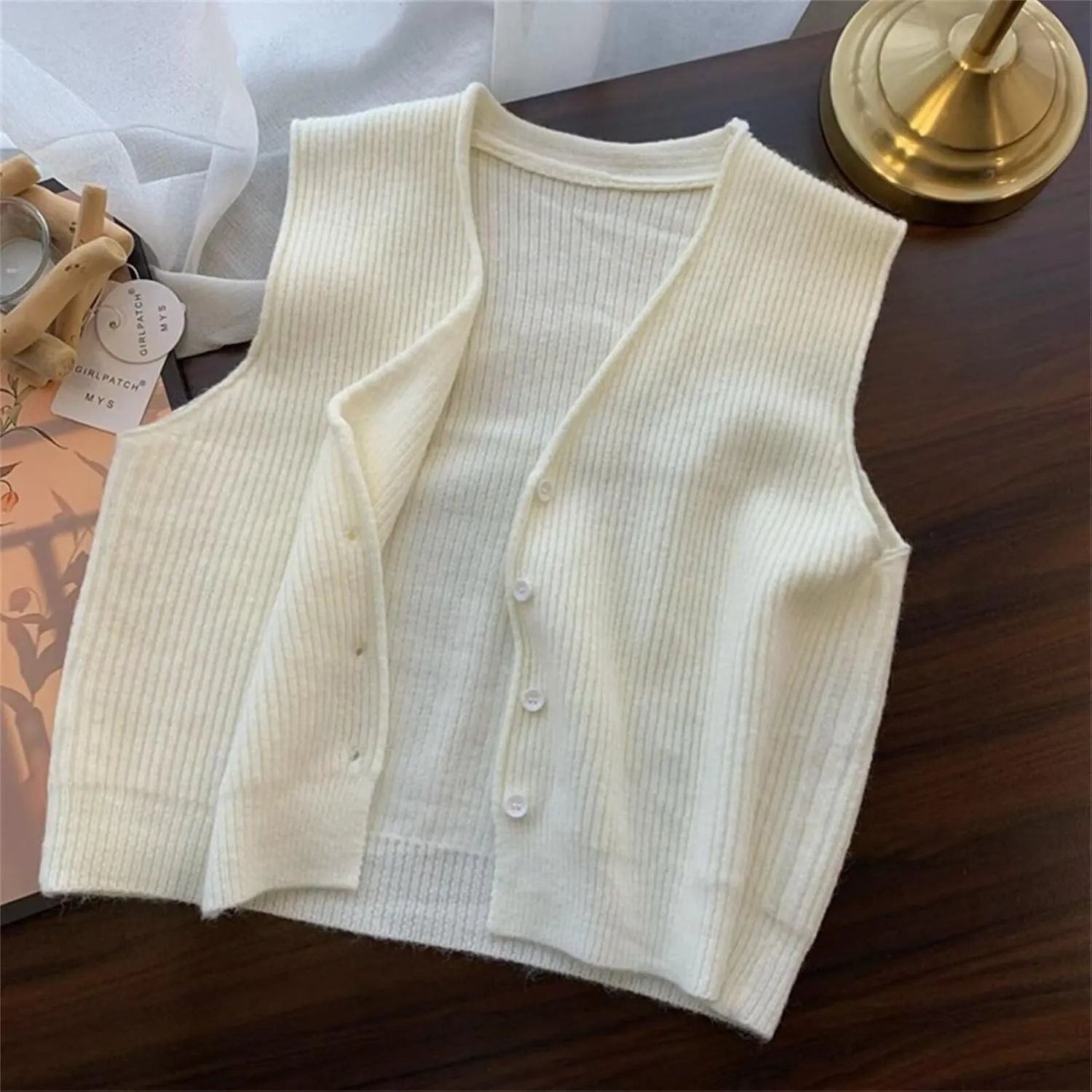 Beralst Women's Button Front V Neck Sleeveless Knit Sweater Vest