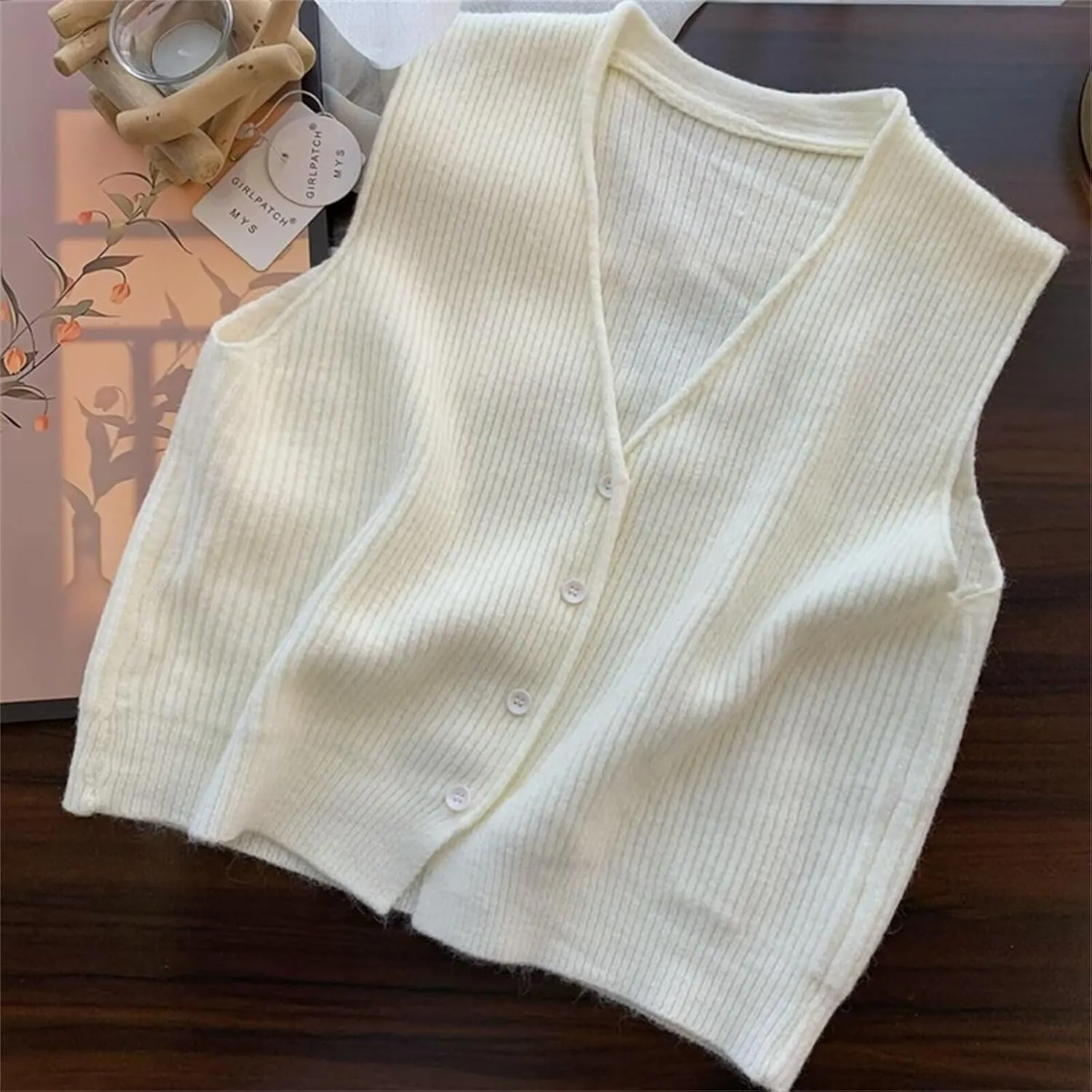 Beralst Women's Button Front V Neck Sleeveless Knit Sweater Vest