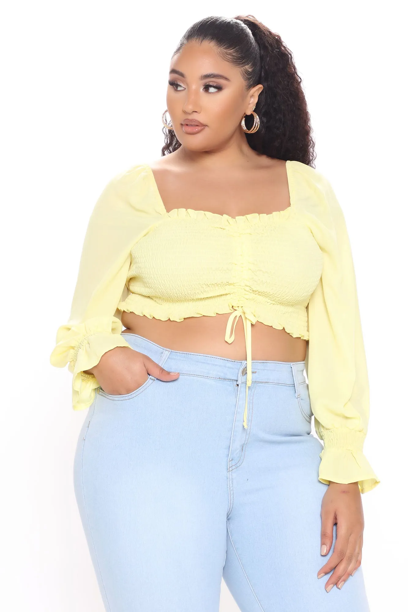 Best Views Smocked Top - Yellow
