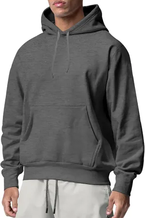 Big and Tall Hoodies for Men Heavyweight Long Sleeve Solid Hooded Sweatshirts Loose Sport Pullover Shirt Fall Clothes