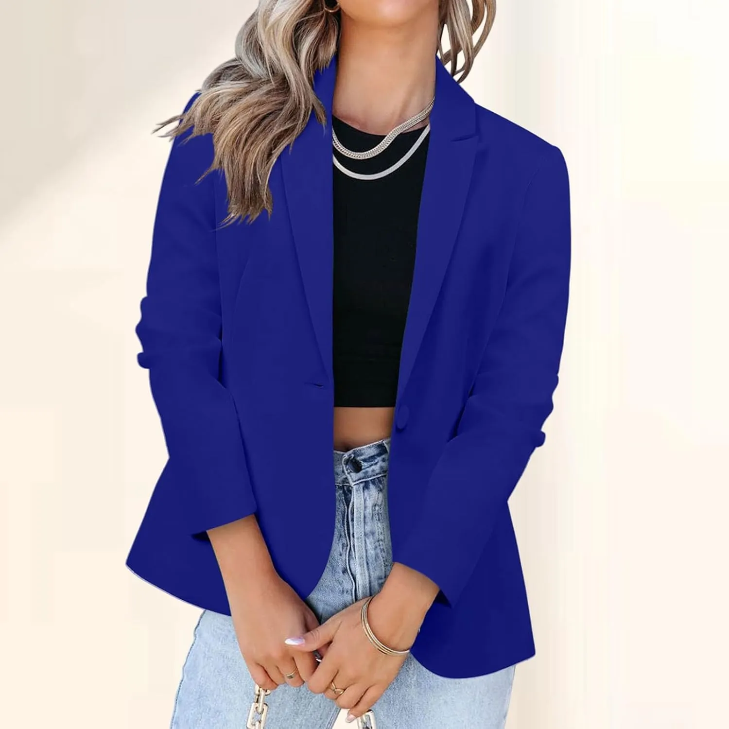 Blazers for Women Business Casual Blazer Long Sleeve Open Front Work Office Blazer Professional Suit Jacket Pockets