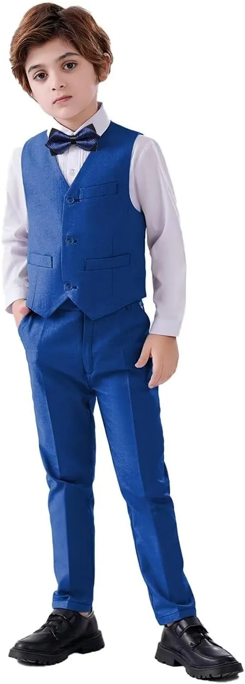 Boy's 3 Button Formal Suit Vest and Bow Tie Set