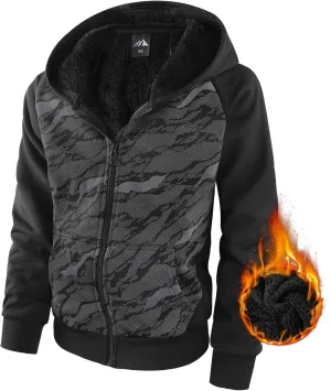 Boy's Zip Up Hoodie Heavyweight Winter Sweatshirt Fleece Sherpa Lined Warm Jacket