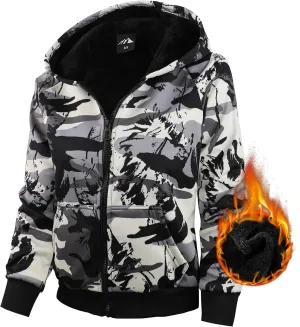 Boy's Zip Up Hoodie Heavyweight Winter Sweatshirt Fleece Sherpa Lined Warm Jacket
