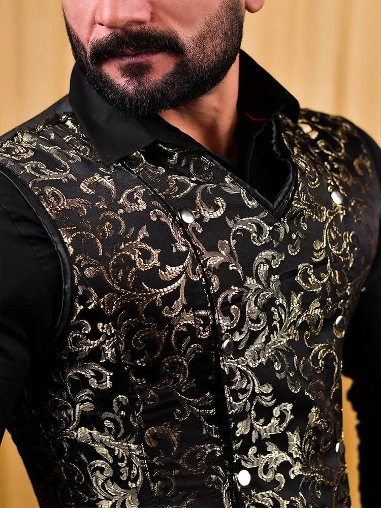 Brocade Men's Corset Vest - Stylish Gothic Steampunk Waistcoat for Men, Renaissance Costume, Formal Slimming Vest for Parties
