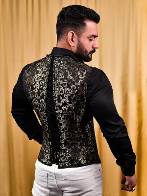 Brocade Men's Corset Vest - Stylish Gothic Steampunk Waistcoat for Men, Renaissance Costume, Formal Slimming Vest for Parties