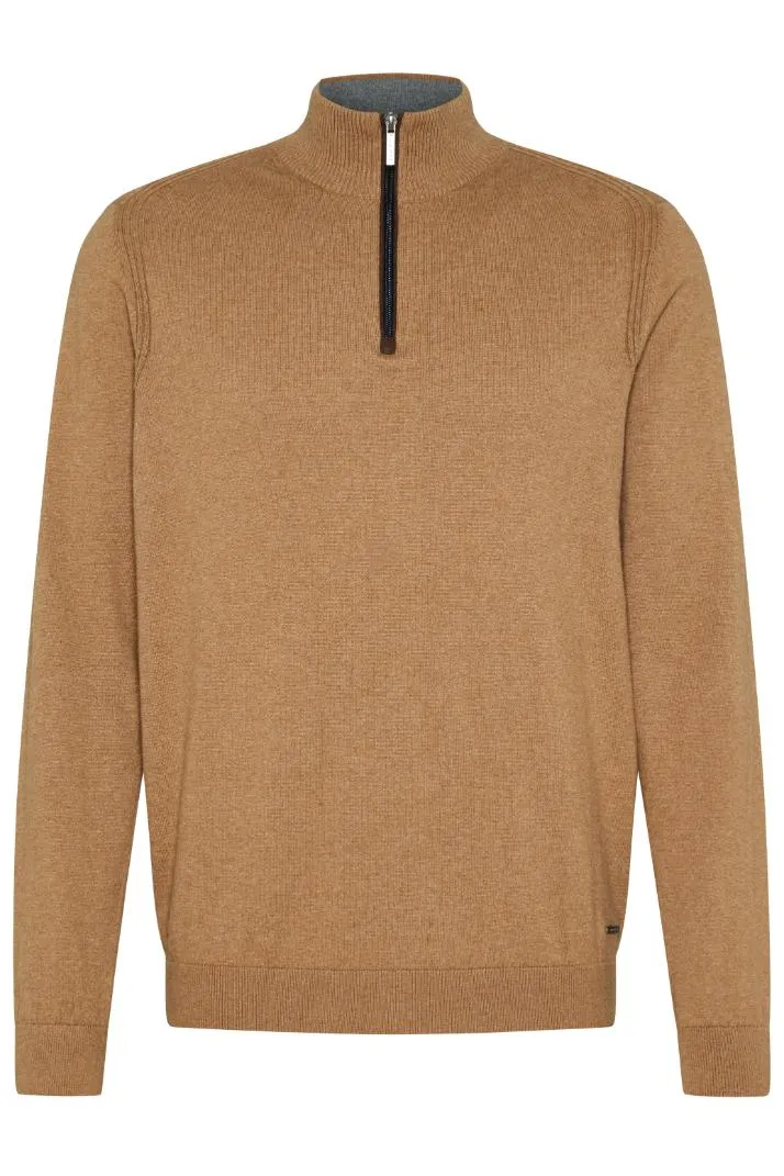 BUGATTI Quarter Zip Long Sleeve Jumper BEIGE REG