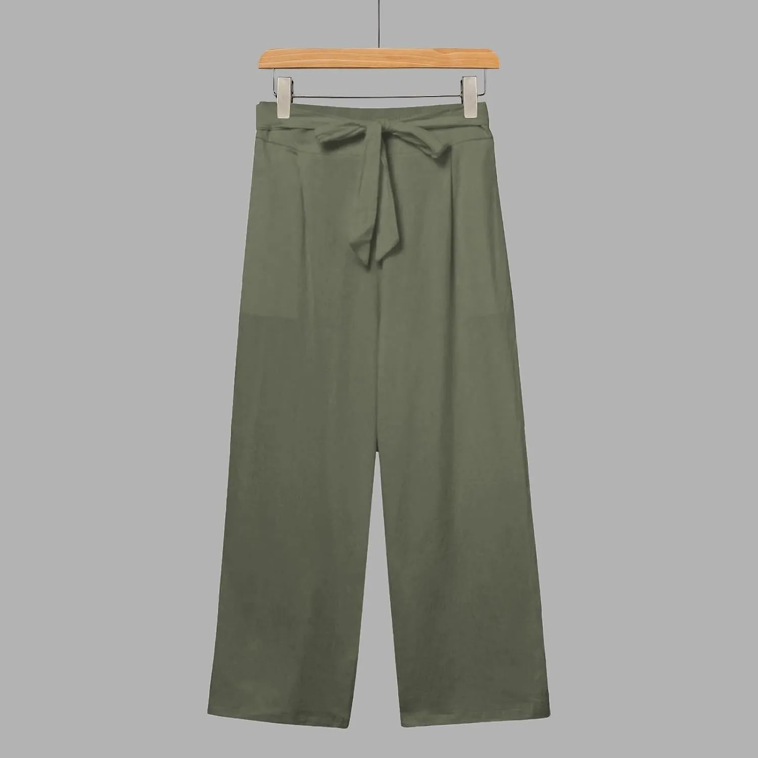 Capris Pants for Women Cotton Linen Casual Summer 2025 Straight Wide Leg Drawstring Elastic Waist Cropped Trouser