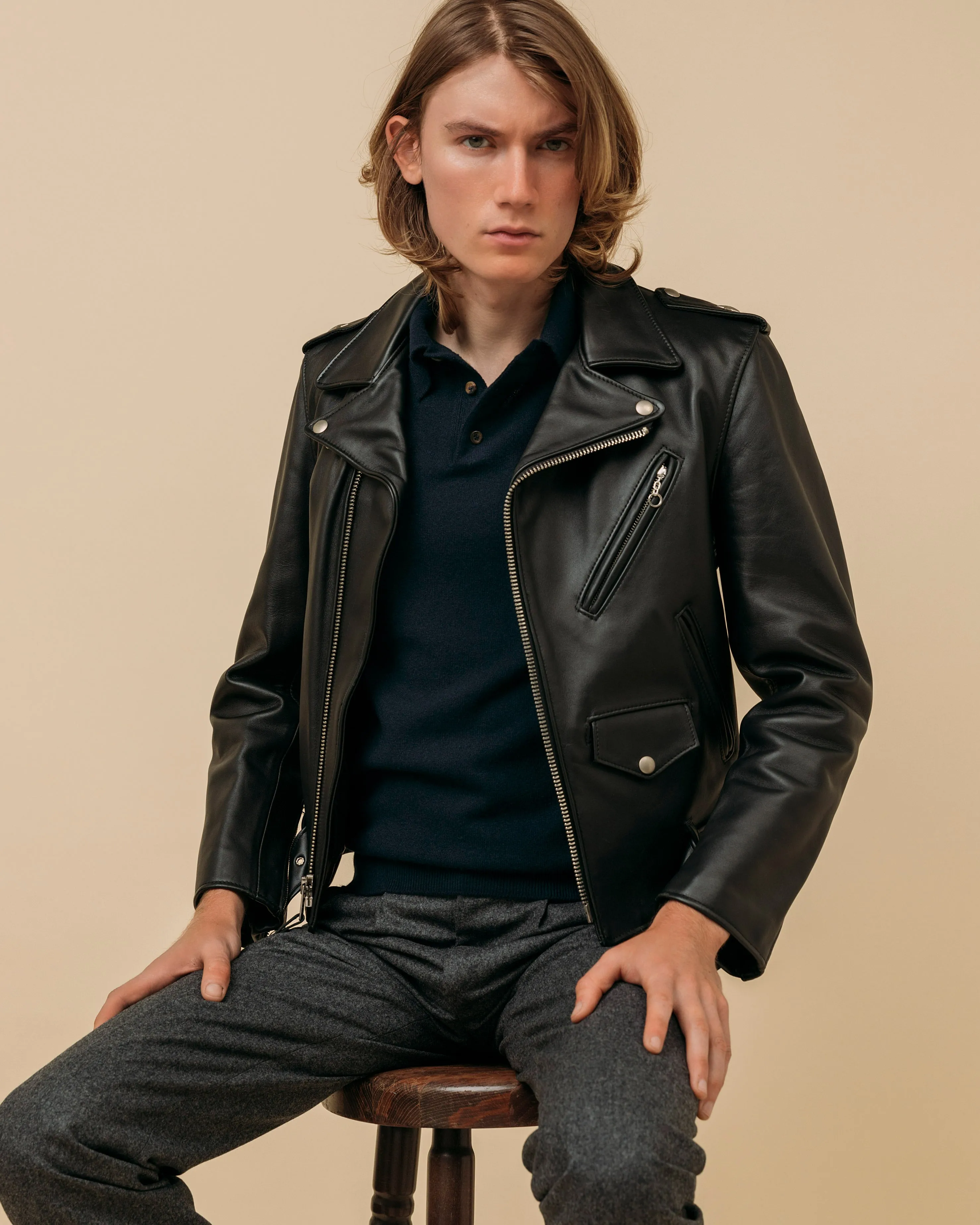 Cashmere polo shirt in navy