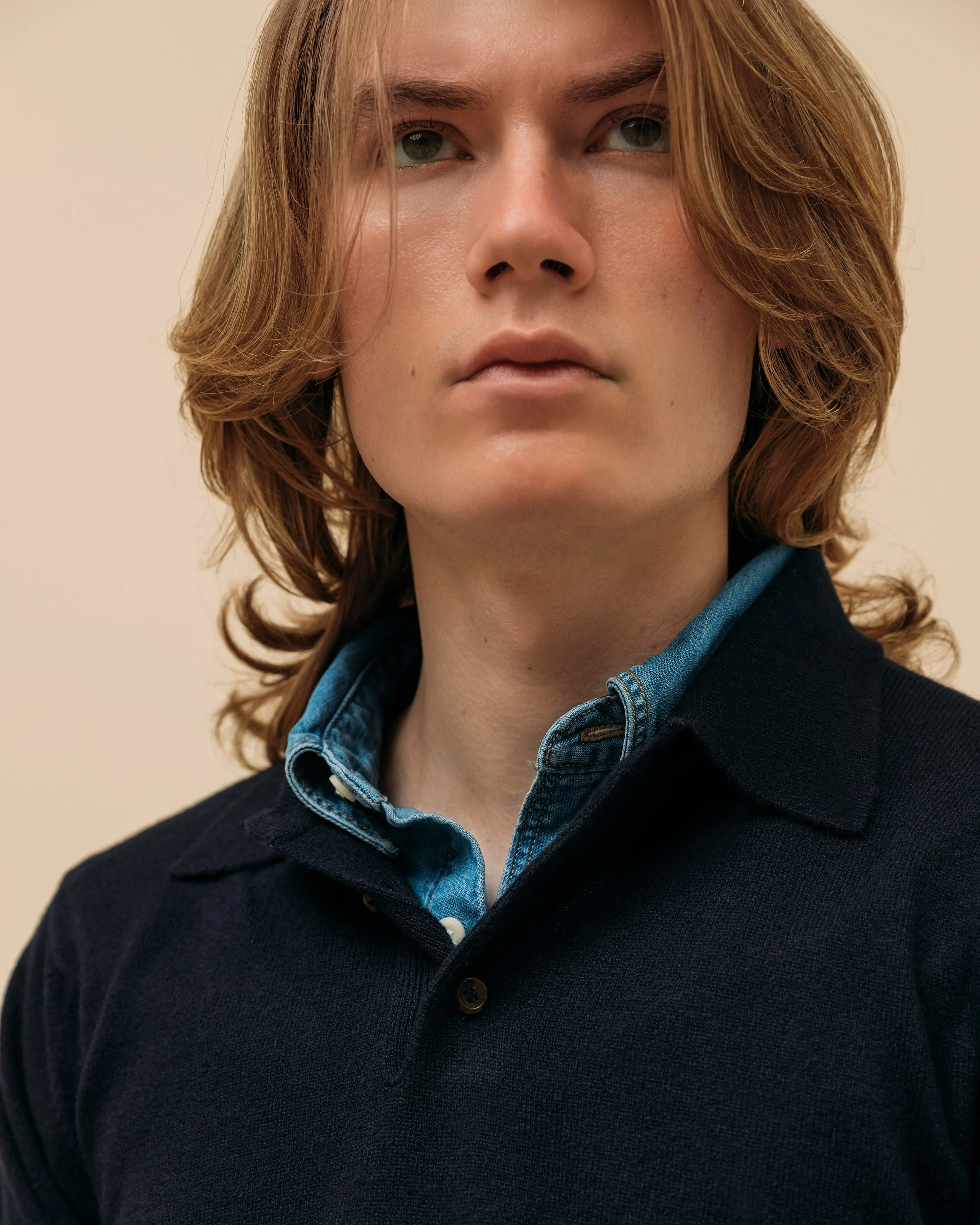 Cashmere polo shirt in navy