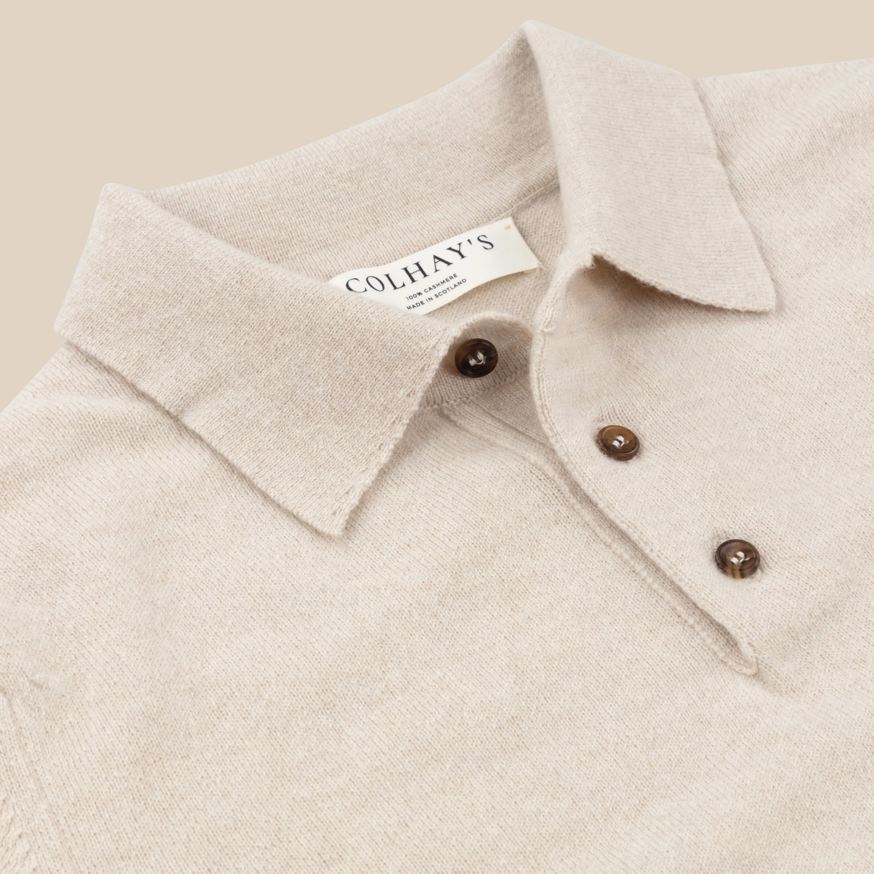 Cashmere polo shirt in oatmeal
