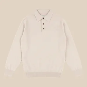Cashmere polo shirt in oatmeal