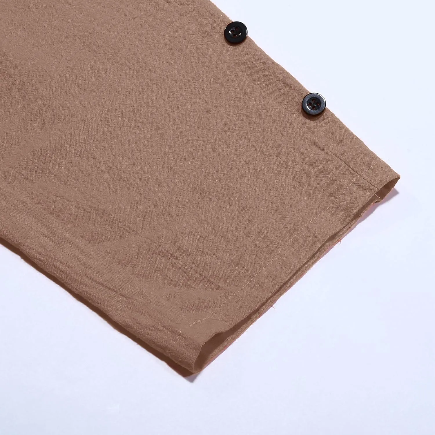 Casual Linen Pants for Women Side Button up Breathable Summer Trousers Elastic High Waist Pant Solid Retro Pant 2025